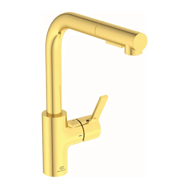 Baterii cu dus extractabil - Baterie bucatarie cu dus extactibil Ideal Standard Gusto 295 auriu periat 2 tipuri de jet