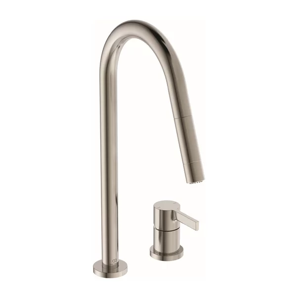 Baterii cu dus extractabil - Baterie bucatarie cu dus extactibil Ideal Standard Gusto 242 argintiu Silver Storm 2 tipuri de jet