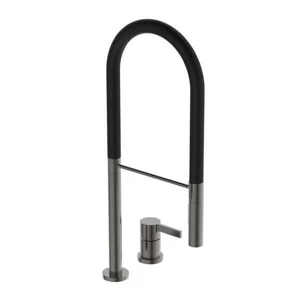 Baterii cu pipa flexibila - Baterie bucatarie cu pipa flexibila Ideal Standard Gusto 142 gri - negru semi-profesionala