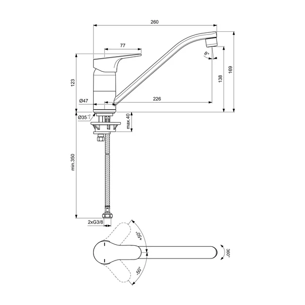 Baterie bucatarie Ideal Standard Cerabase crom lucios cu pipa rotativa [3]