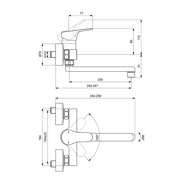 Baterie bucatarie Ideal Standard Cerabase cu pipa rotativa crom lucios [3]
