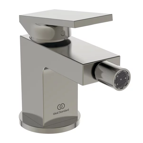 Baterii bideu si dus igienic - Baterie bideu Ideal Standard Atelier Extra argintiu Silver Storm cu ventil Pop-Up