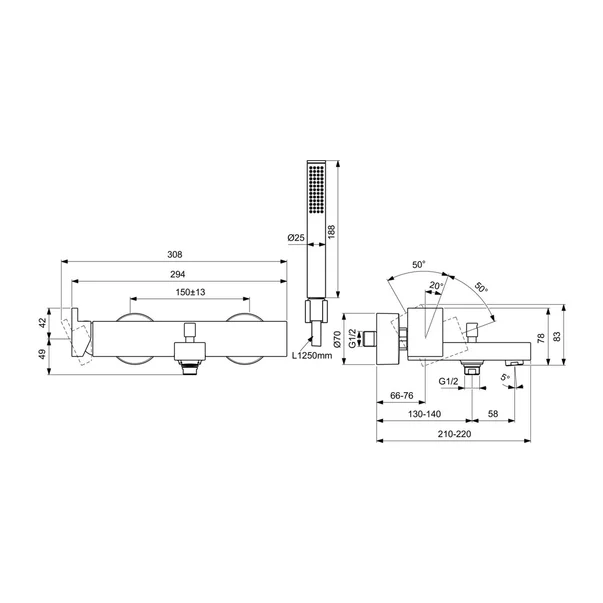 Baterie cada - dus Ideal Standard Atelier Extra auriu periat cu set de dus [6]