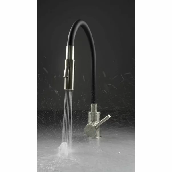 Baterie bucatarie cu pipa flexibila crom/negru Deante Luno cu 2 functii [3]