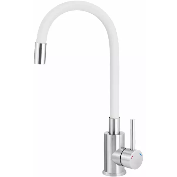 Baterie bucatarie Deante Luno cu pipa flexibila inox/alb [1]
