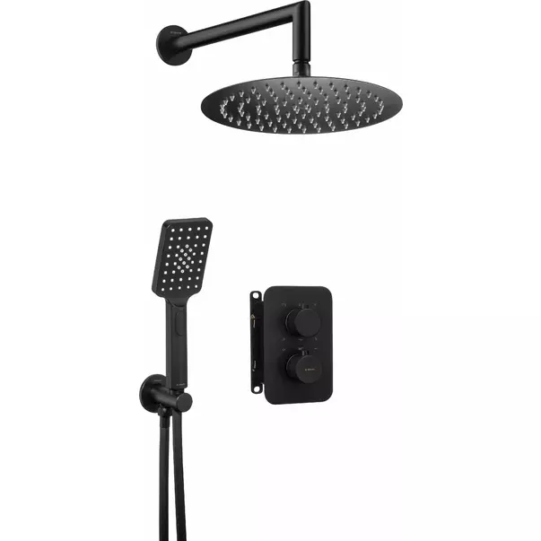 Sistem de dus cu termostat incastrat Deante Box negru mat [1]