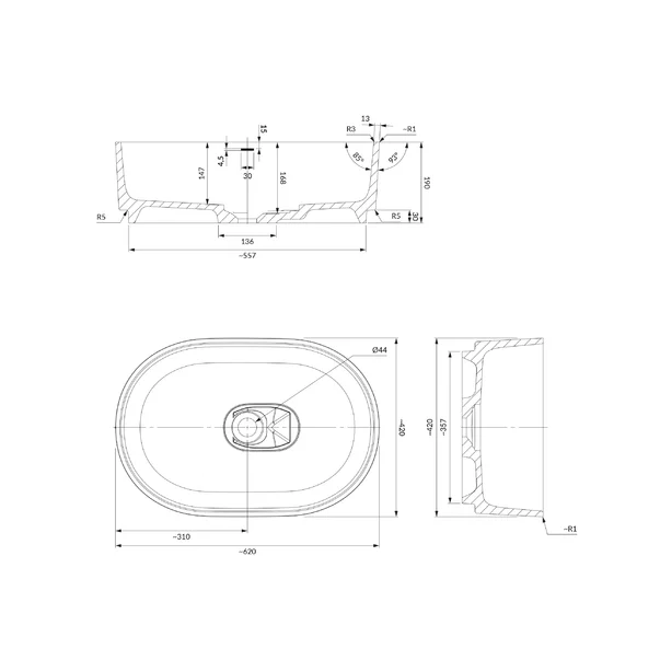 Lavoar pe blat Omnires Cadence M+ alb mat [2]