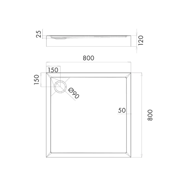 Cadita dus patrata din acril Omnires Camden alb  80x80 cm [3]