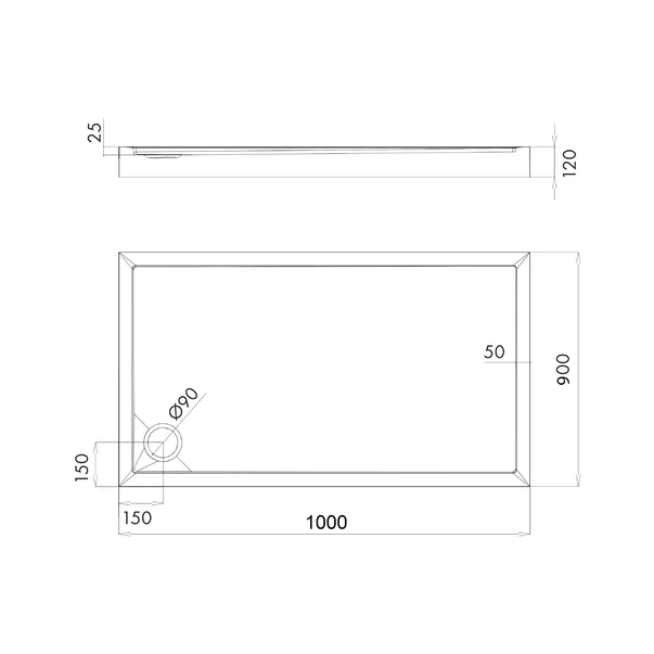 Cadita dus dreptunghiulara  Omnires Camden alb  90x100 cm [3]