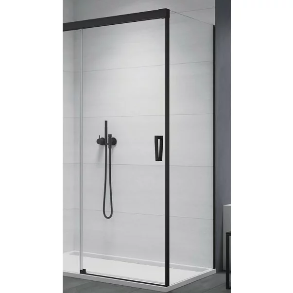 Perete dus lateral negru mat SanSwiss Cadura 80 cm [1]