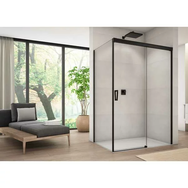 Perete dus lateral negru mat SanSwiss Cadura 90 cm [1]