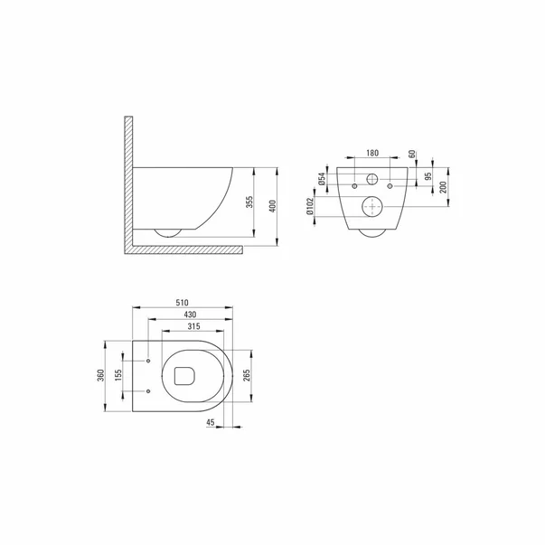 Set vas wc suspendat cu capac Deante Peonia rimless, rezervor incastrat si clapeta actionare titan [5]