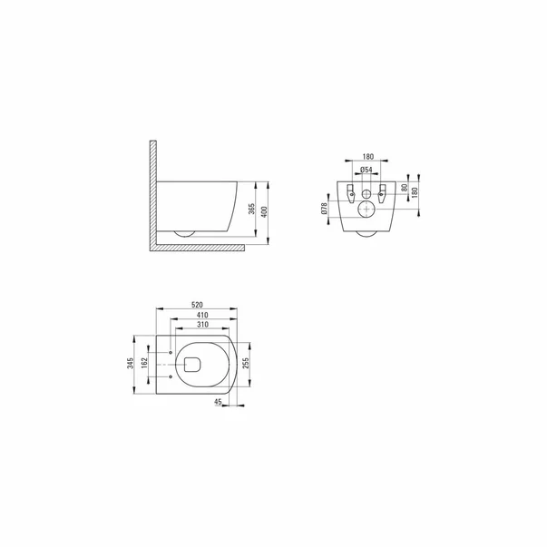 Set vas wc suspendat cu capac Deante Hiacynt New rimless, rezervor incastrat si clapeta actionare Slim titan [4]