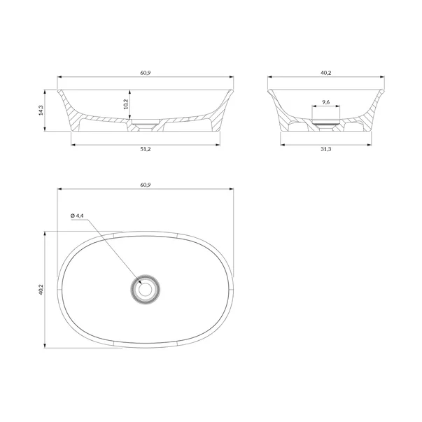 Lavoar pe blat Omnires Classica M+ finisaj alb mat 61 cm [3]