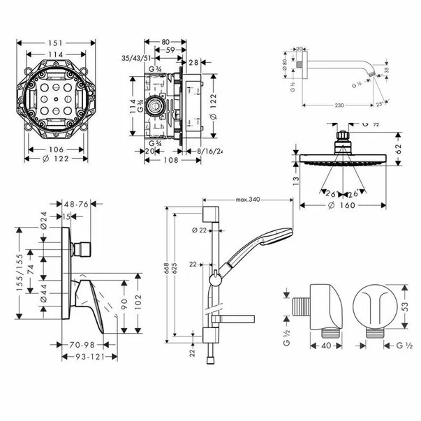 Sistem de dus Hansgrohe Design Croma Logis cu palarie de dus crom [2]