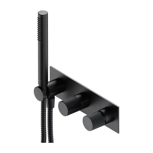Baterie cada - dus incastrata Omnires Contour antracit periat cu corp ingropat si set de dus [1]