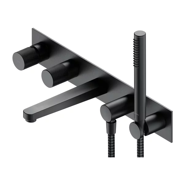 Baterie cada - dus incastrata Omnires Contour 5 orificii antracit cu corp ingropat si set de dus [1]