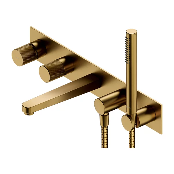 Baterie cada - dus incastrata Omnires Contour 5 orificii auriu cu corp ingropat si set de dus [1]