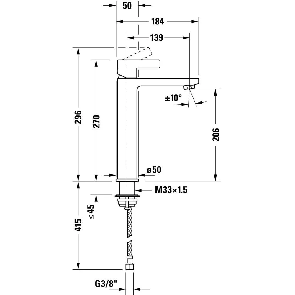 Baterie lavoar pe blat Duravit D-Neo, L [3]