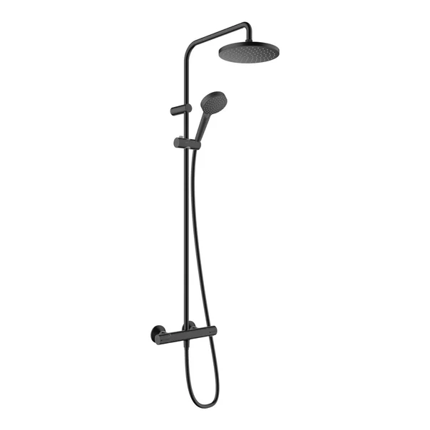 Pachet paravan dus Walk-In Omnires Marina negru 110x200 cm si coloana de dus Hansgrohe Vernis Blend negru [2]
