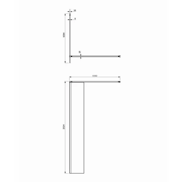 Paravan de dus tip Walk-in Omnires Marina negru mat/transparent 110 cm [2]