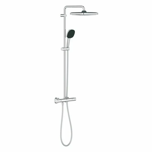 Pachet paravan dus Walk-In Omnires Marina crom 110x200 cm si coloana de dus cu baterie termostatata Grohe Vitalio Start Cube 250 crom lucios [6]