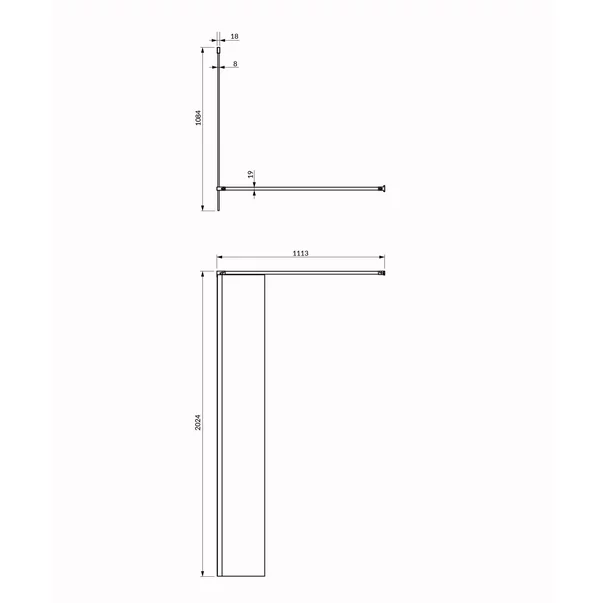 Pachet paravan dus Walk-In Omnires Marina crom 110x200 cm si coloana de dus cu baterie termostatata Grohe Vitalio Start Cube 250 crom lucios [8]