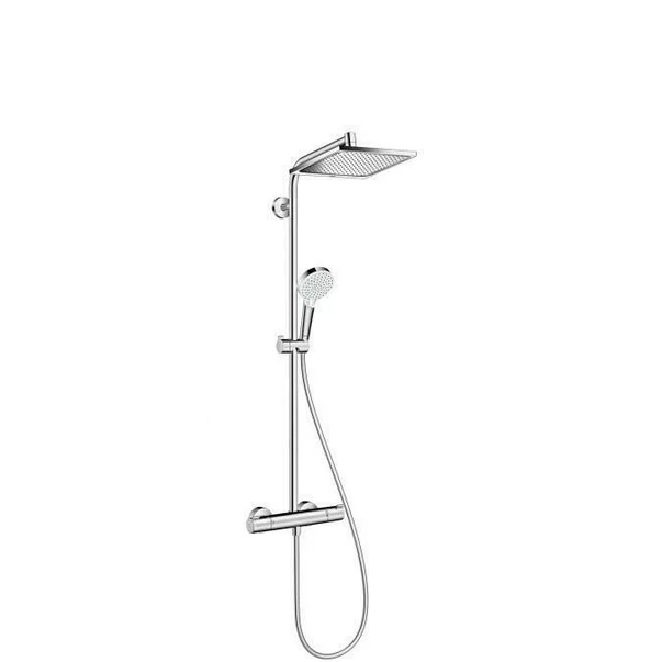 Pachet paravan dus Walk-In Omnires Marina crom 110x200 cm si coloana de dus Hansgrohe Crometta crom [2]