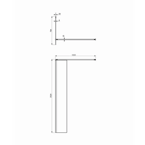 Paravan de dus tip Walk-in Omnires Marina negru mat/transparent 80 cm [2]