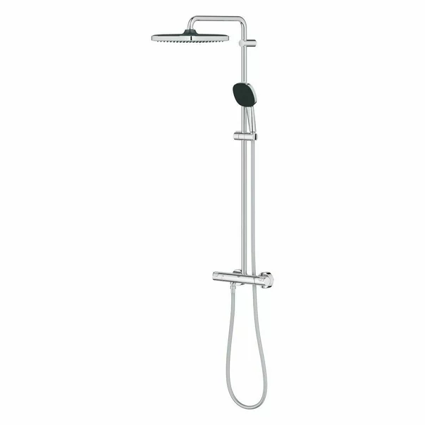 Pachet paravan dus Walk-In Omnires Marina crom 90x200 cm si coloana de dus cu baterie termostatata Grohe Vitalio Start Cube 250 crom lucios [3]