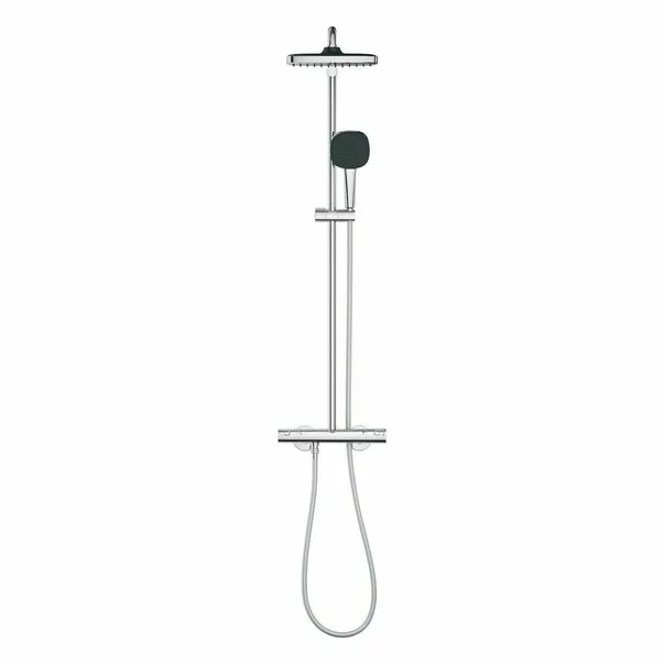 Pachet paravan dus Walk-In Omnires Marina crom 90x200 cm si coloana de dus cu baterie termostatata Grohe Vitalio Start Cube 250 crom lucios [4]