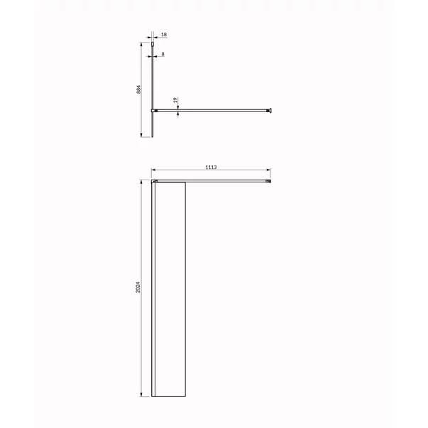 Pachet paravan dus Walk-In Omnires Marina crom 90x200 cm si coloana de dus cu baterie termostatata Grohe Vitalio Start Cube 250 crom lucios [6]