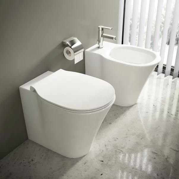 Set vas wc pe pardoseala BTW cu capac softclose slim si bideu Ideal Standard Connect Air Aquablade [3]