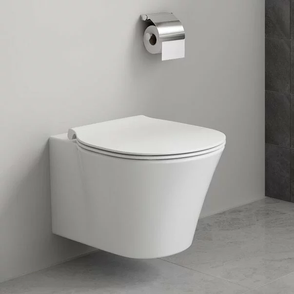 Vase wc suspendate - Set vas wc suspendat Connect Air Aquablade cu capac slim soft close