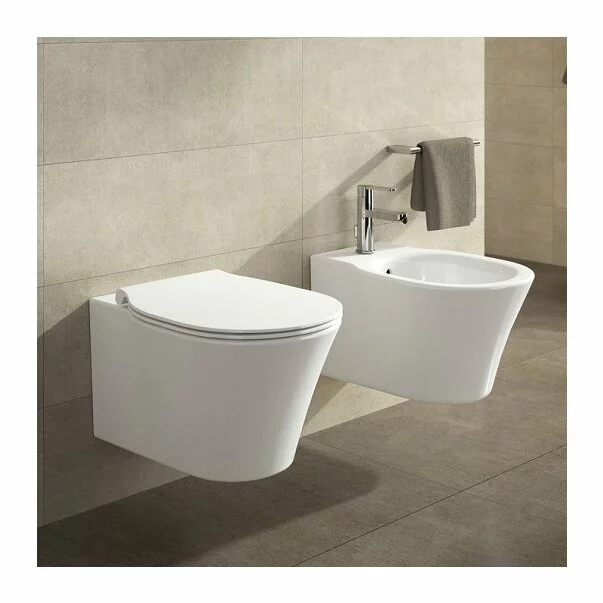 Vase wc suspendate - Set vas wc suspendat cu capac softclose si bideu suspendat Ideal Standard Connect Air Aquablade