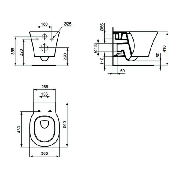 Set vas wc suspendat Ideal Standard Connect Air AquaBlade negru mat cu capac slim softclose [2]
