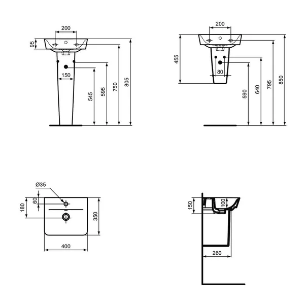 Lavoar suspendat Ideal Standard Connect Air Cube 40x35 cm negru mat [2]