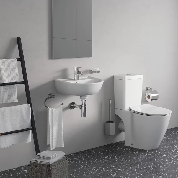 Vase wc statative - Set vas wc pe pardoseala capac slim softclose si rezervor Cube Ideal Standard Connect Aquablade