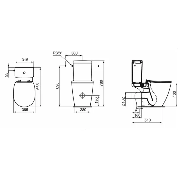 Set vas wc pe pardoseala capac slim softclose si rezervor Cube Ideal Standard Connect Aquablade [8]