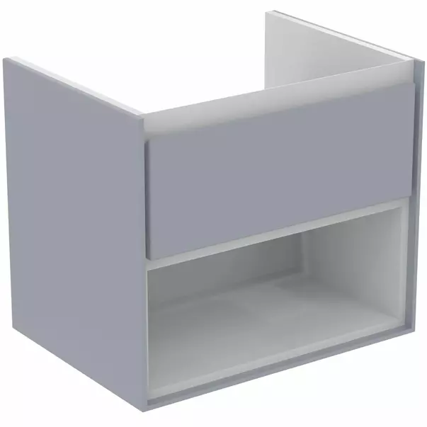  Dulapuri baie - Dulap suspendat pentru lavoar gri deschis mat Ideal Standard Connect Air 60 cm cu spatiu depozitare