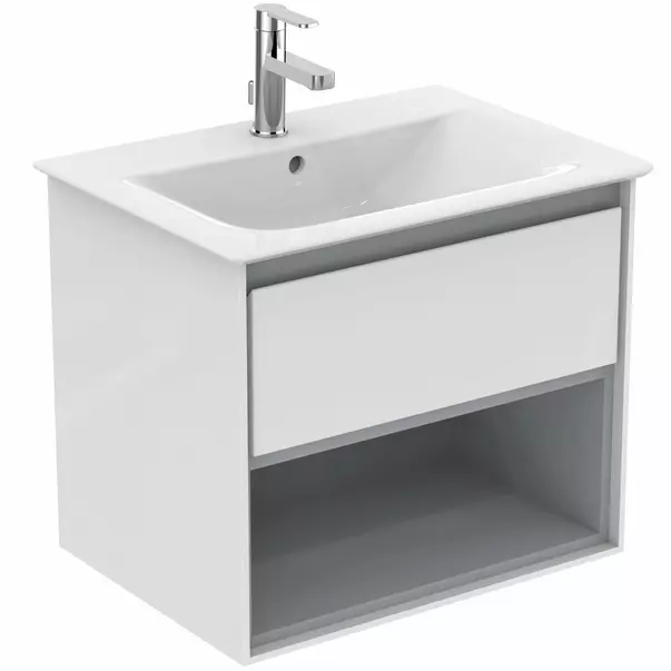 Dulap suspendat pentru lavoar alb Ideal Standard Connect Air 60 cm cu spatiu depozitare E0818KN [2]