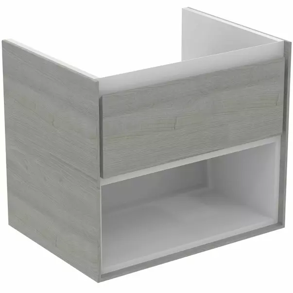  Dulapuri baie - Dulap suspendat pentru lavoar gri deschis lemn Ideal Standard Connect Air 60 cm cu spatiu depozitare