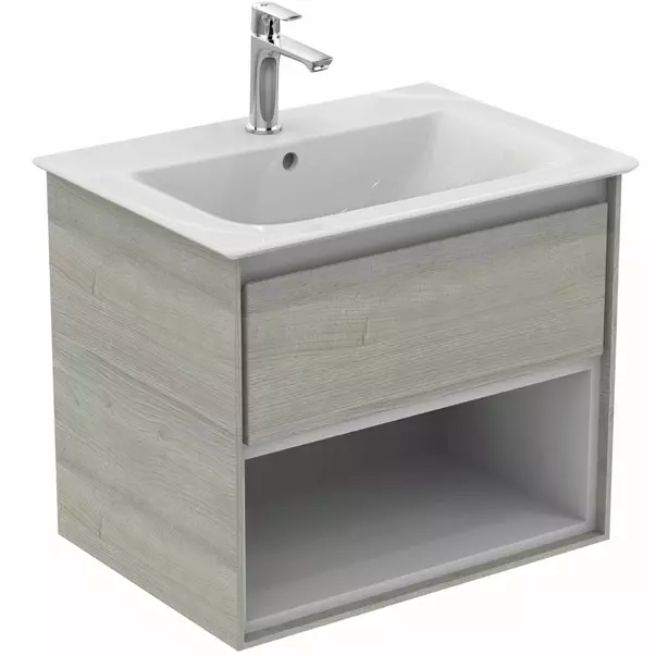 Dulap suspendat pentru lavoar gri deschis lemn Ideal Standard Connect Air 60 cm cu spatiu depozitare [3]