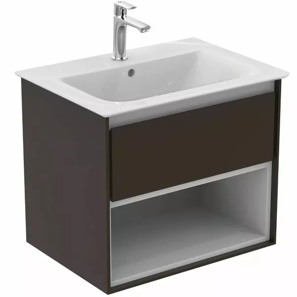 Dulapuri baie - Dulap suspendat pentru lavoar maro inchis lemn Ideal Standard Connect Air 60 cm cu spatiu depozitare