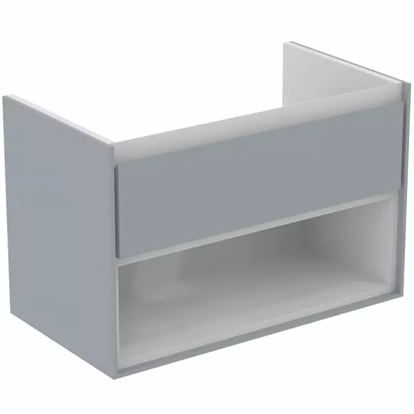 Dulap suspendat pentru lavoar gri deschis mat Ideal Standard Connect Air 80 cm cu spatiu depozitare [2]