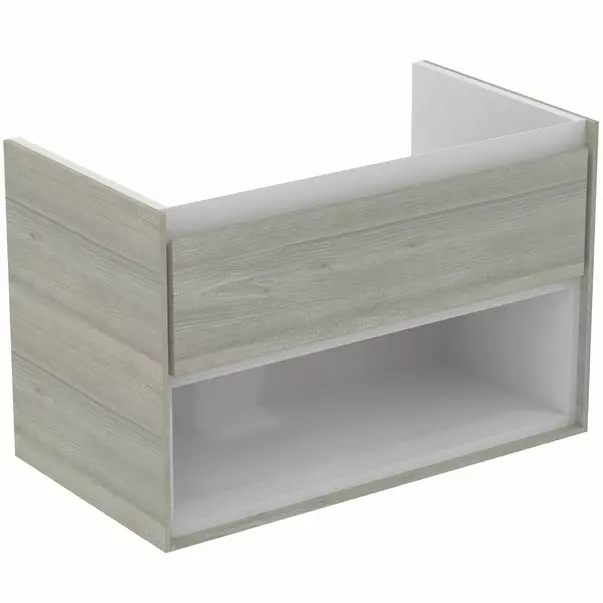 Dulap suspendat pentru lavoar gri deschis lemn Ideal Standard Connect Air 80 cm cu spatiu depozitare [2]