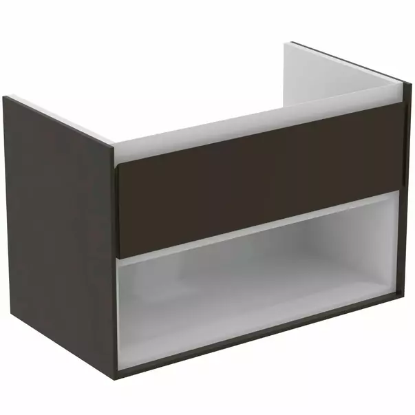 Dulap suspendat pentru lavoar maro inchis lemn Ideal Standard Connect Air 80 cm cu spatiu depozitare [2]
