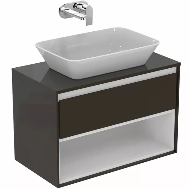 Dulap suspendat pentru lavoar maro inchis lemn Ideal Standard Connect Air 80 cm cu spatiu depozitare [4]
