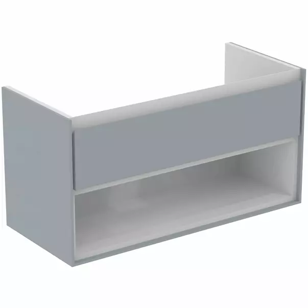 Dulap suspendat pentru lavoar gri deschis mat Ideal Standard Connect Air 100 cm cu spatiu depozitare [2]