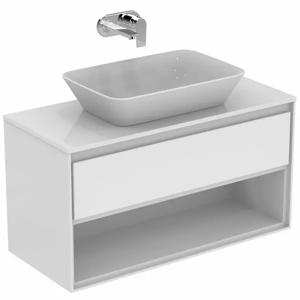  Dulapuri baie - Dulap suspendat pentru lavoar alb Ideal Standard Connect Air 100 cm cu spatiu depozitare E0818KN